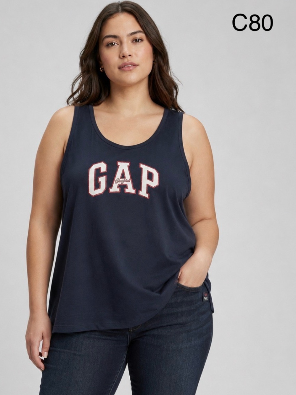 GAP 100% Cotton Navy Tank with Contrasting White & Red Logo,Size XXL
